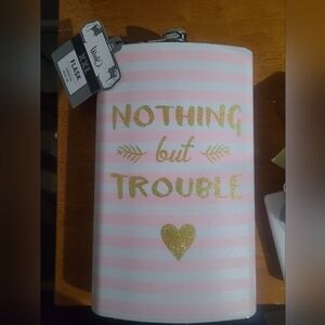 Pink and Gold Striped Flask